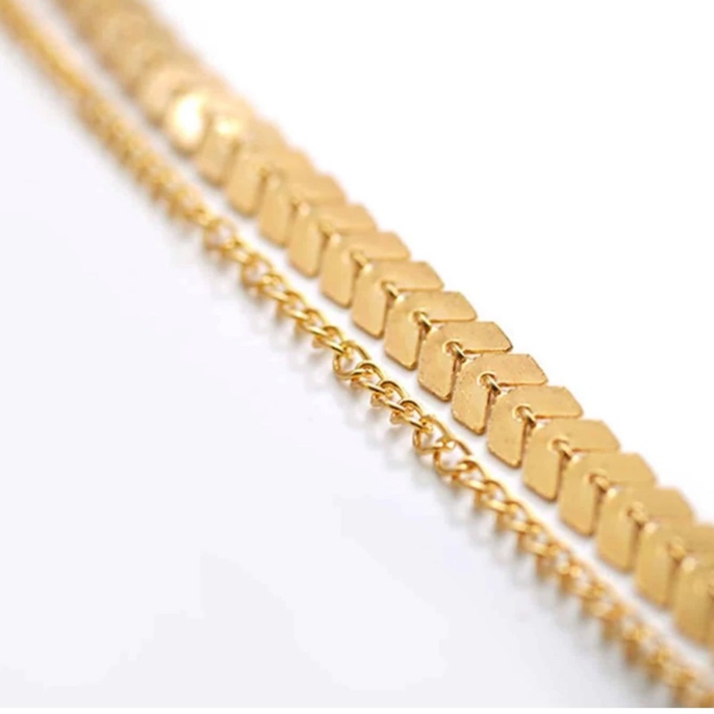 Tariki Necklace Gold Tone Choker 2 Strands NWOT